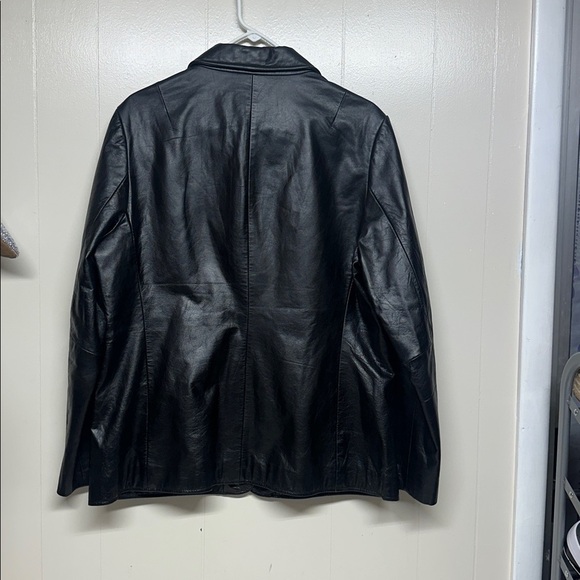 Gap black leather jacket button front flap pocket DIY Flying Monkeys Y2K - Picture 3 of 7